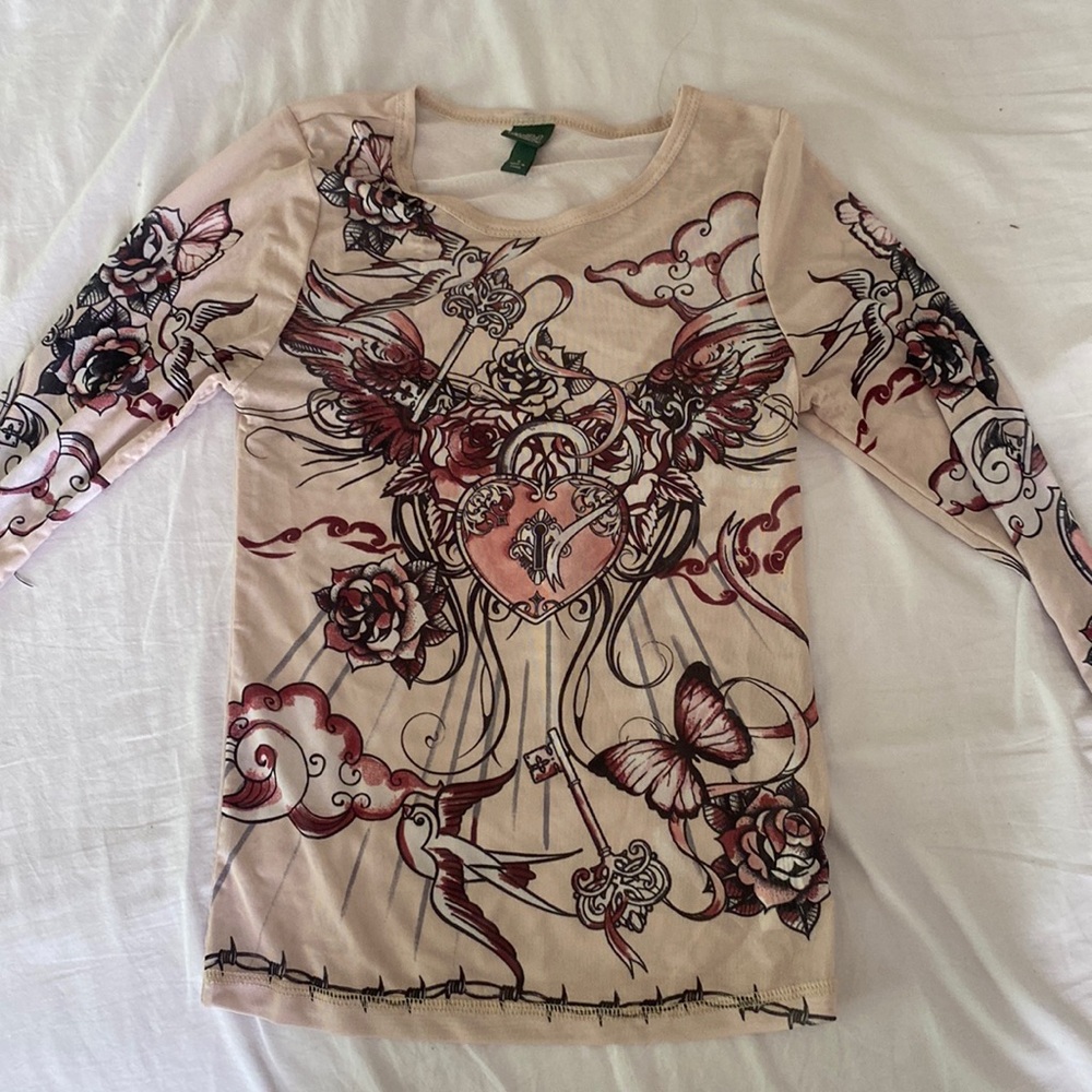 Wild fable tattoo mesh shirt